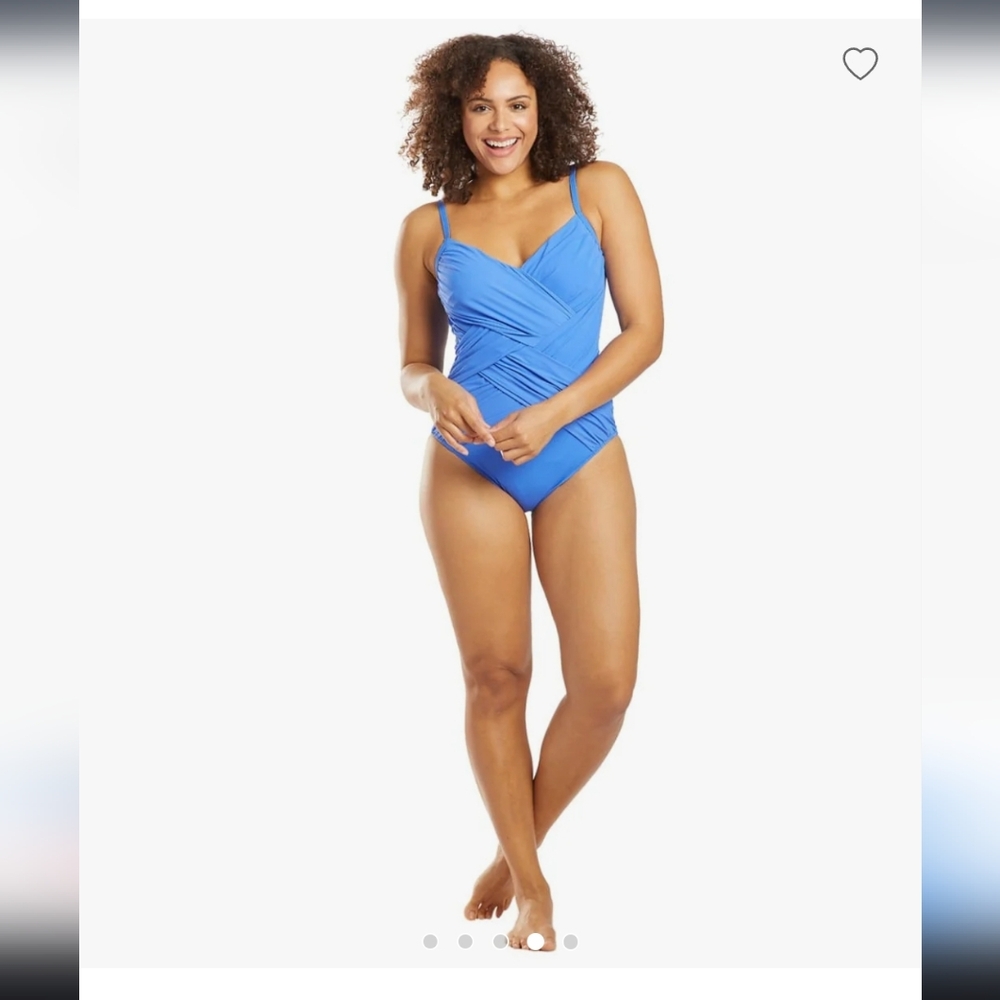 $158_E Gottex Lattice V Neck One Piece Swimsuit